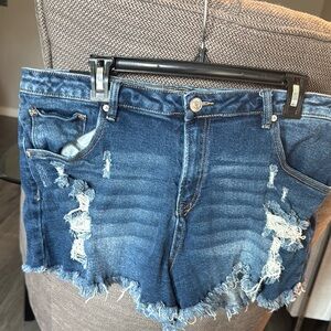 Almost Famous Blue Distressed Jean Shorts